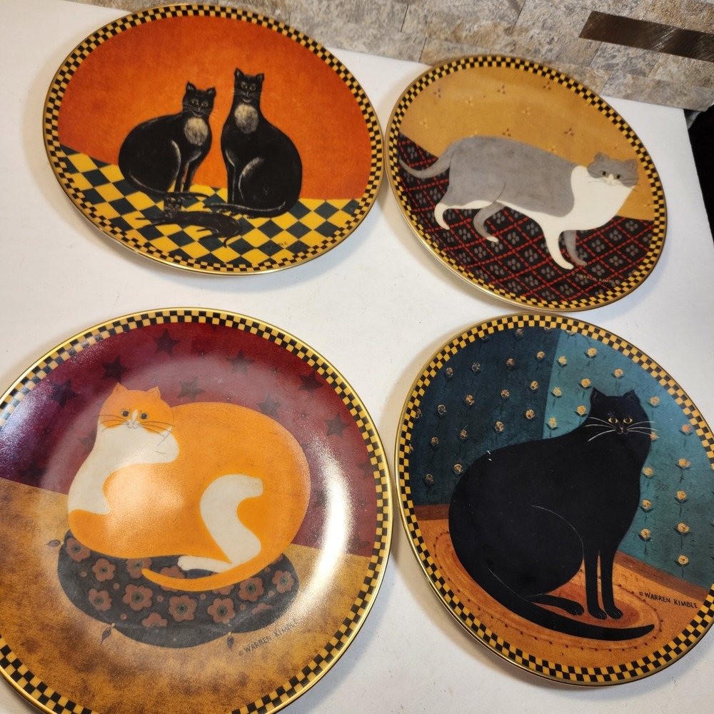 Lenox Warren Kimble Cat Collection Decorative Plates Set of 8 Folk Art 1995